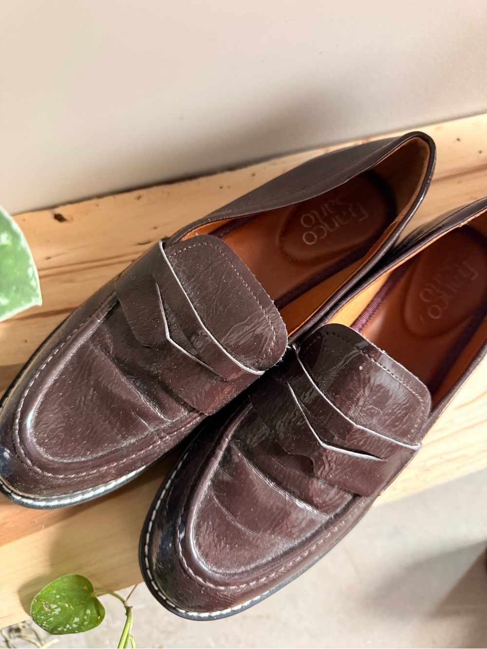 Franco Sarto Dark Brown Leather Lug-Sole Penny Loafers - Picture 2 of 2